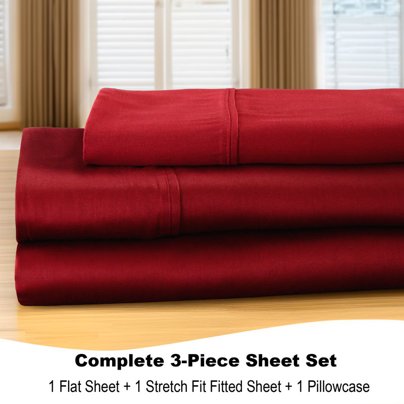 Anti-Wrinkle Soft Microfiber BedTite Tight Grip Sheet Set, Twin Sheet Set with 1 Pillowcase, Burgundy