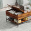 Table basse à couvercle rabattable Farmhouse avec compartiment de rangement caché et structure en métal robuste