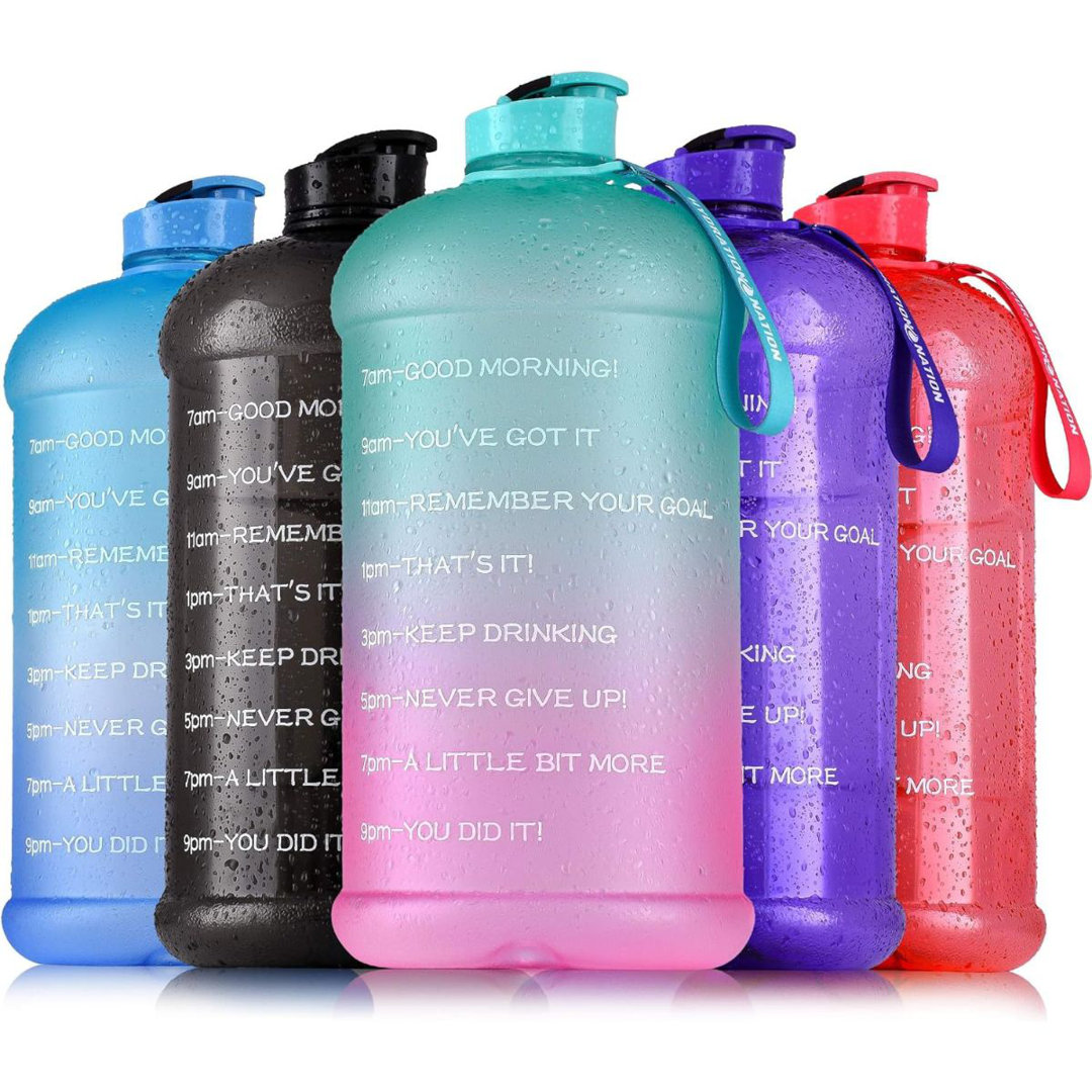 Zulay Kitchen 1 Gallon Water Bottle with Motivational Time Reminder Markings by Hydration Nation Zulay Kitchen