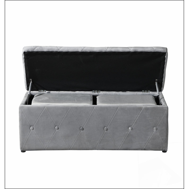 Ensemble de repose-pieds rectangulaire 1 pièce en velours court avec 2 repose-pieds (lumière)