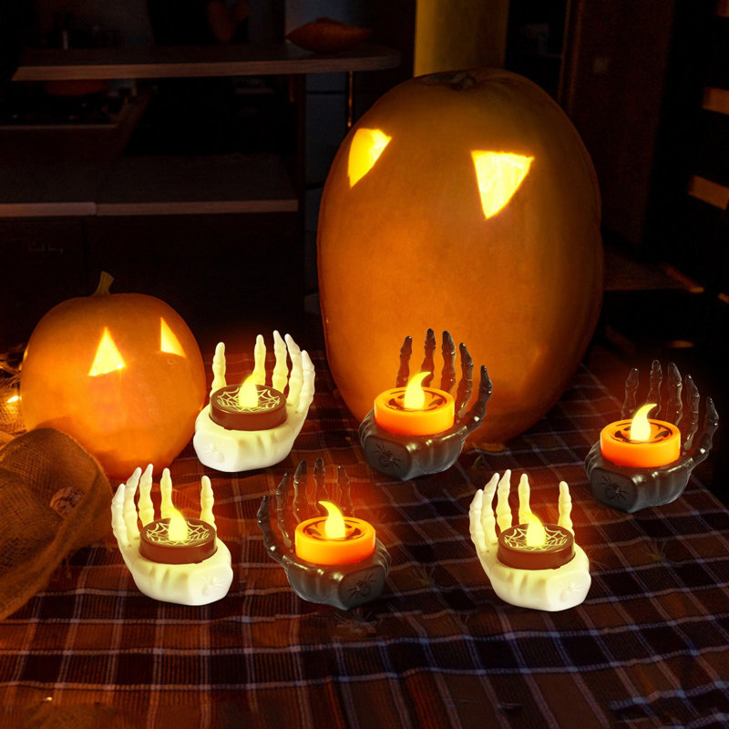 Halloween, veilleuse électronique, fête des fantômes, décoration, bracelet de palmier, ensemble de table de bougie, accessoires de table