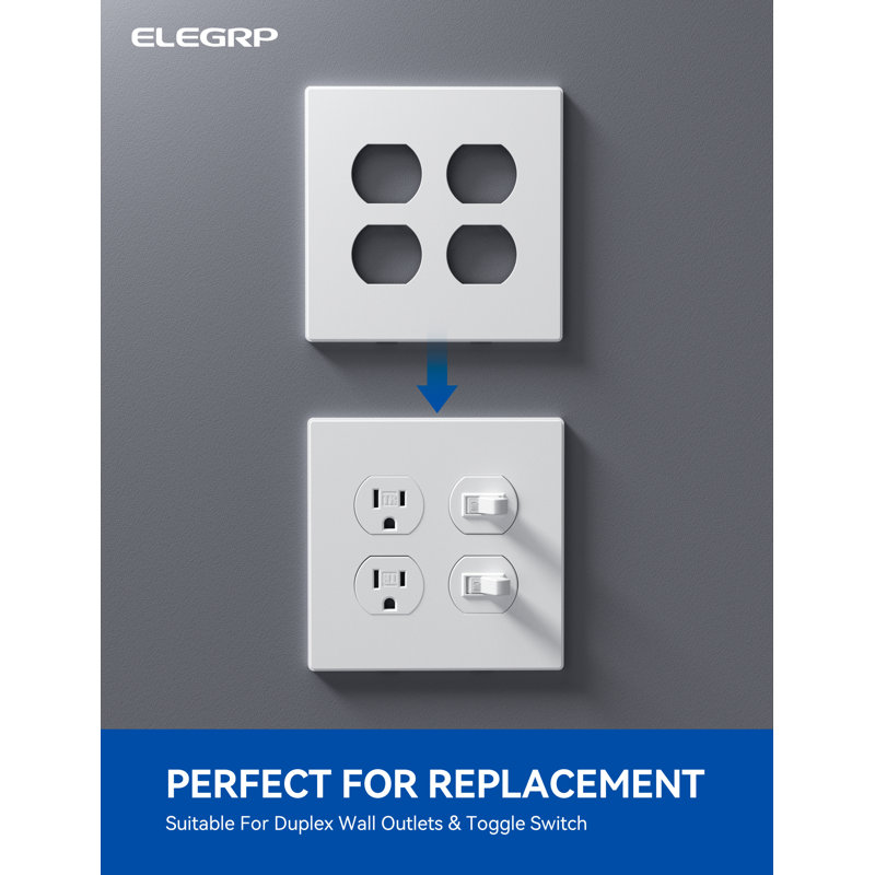 No Subject 4 - Gang Duplex Outlet Wall Plate, White
