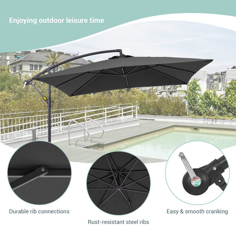 Parasol en porte-à-faux 8,2 x 8,2 pi, Gris foncé
