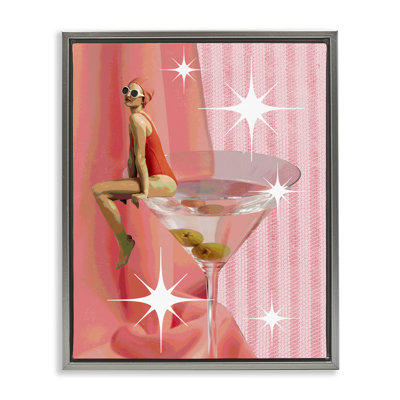  Vintage Swimmer on Drink Canvas Wall Art by Daphne Polselli