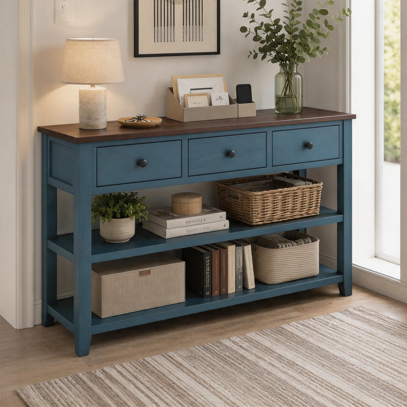 Console Cabras, Bois espresso, Marine, H 30 po x l 50 po x P 16 po