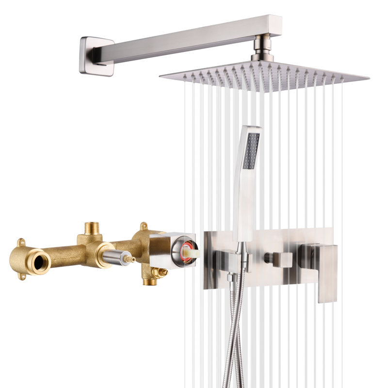 Complete Shower System with Rough in-Valve, Brushed Nickel