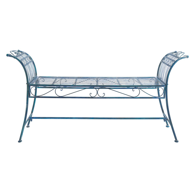 Banc de jardin en métal Kyel, Bleu antique