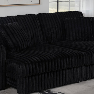 Clifford Black Upholstered Dual Power Chaise Sofa