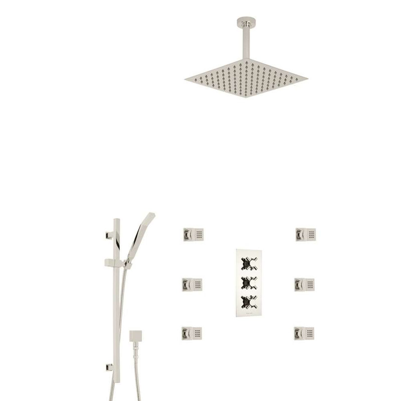 Reno Ceiling Mount Shower Head Set with 6 Body Massage Jets