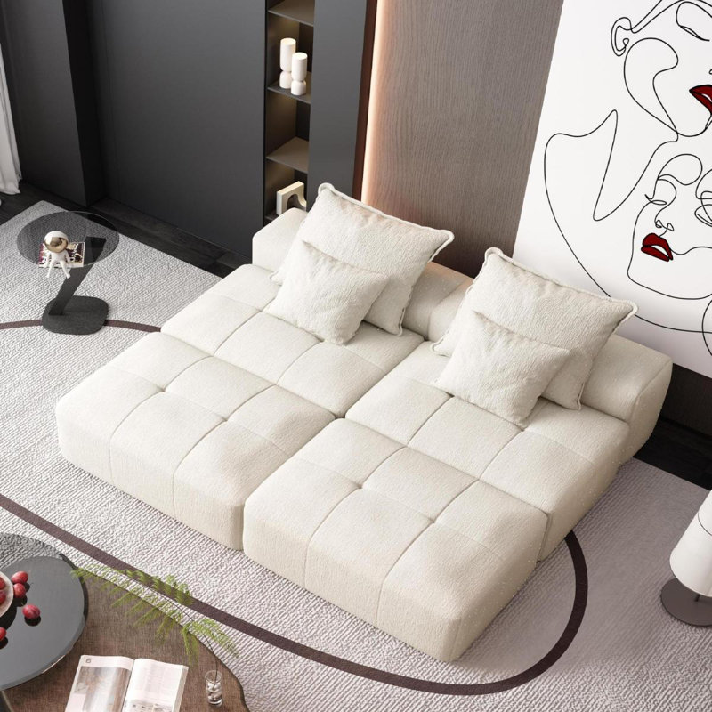 Modern Oversized Modular Sectional Sofa With 2 Ottoman And 2 Seat,Sparkling Chenille Fabric Soft Cushion Sofa With 4 Pillows,4 PCS DIY Combination Tufted Sofa,No Assembly Required