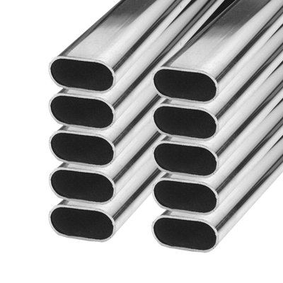 Ensemble de tringles de garde-robe ovales en chrome de 1 1/8 po (30 mm) x 9/16 po (15 mm) Outwater Premium - ensemble de 10, 8 pi de long, durable et élégant