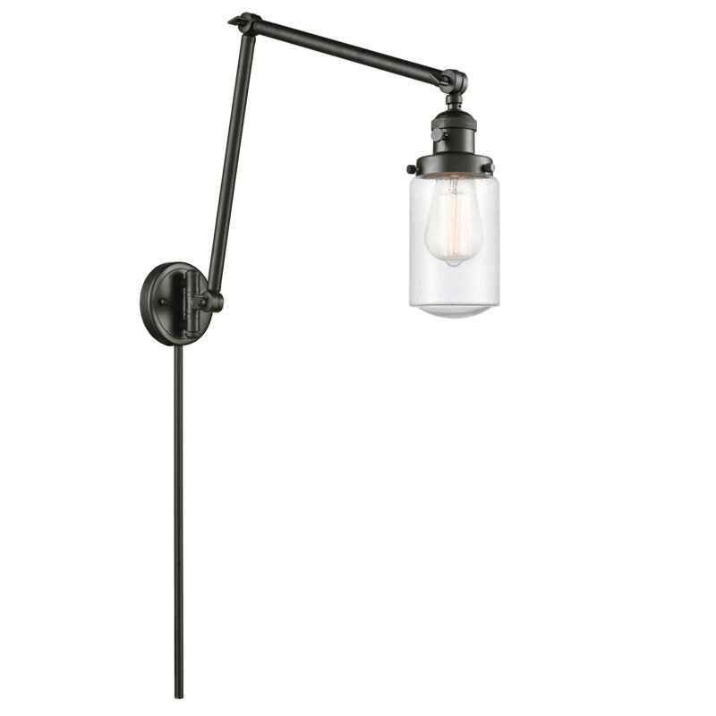 Bras articulé à 1 lumière à intensité variable Saroyan, Ampoule incandescente rétro de 60 watts, Grainé, Bronze huilé