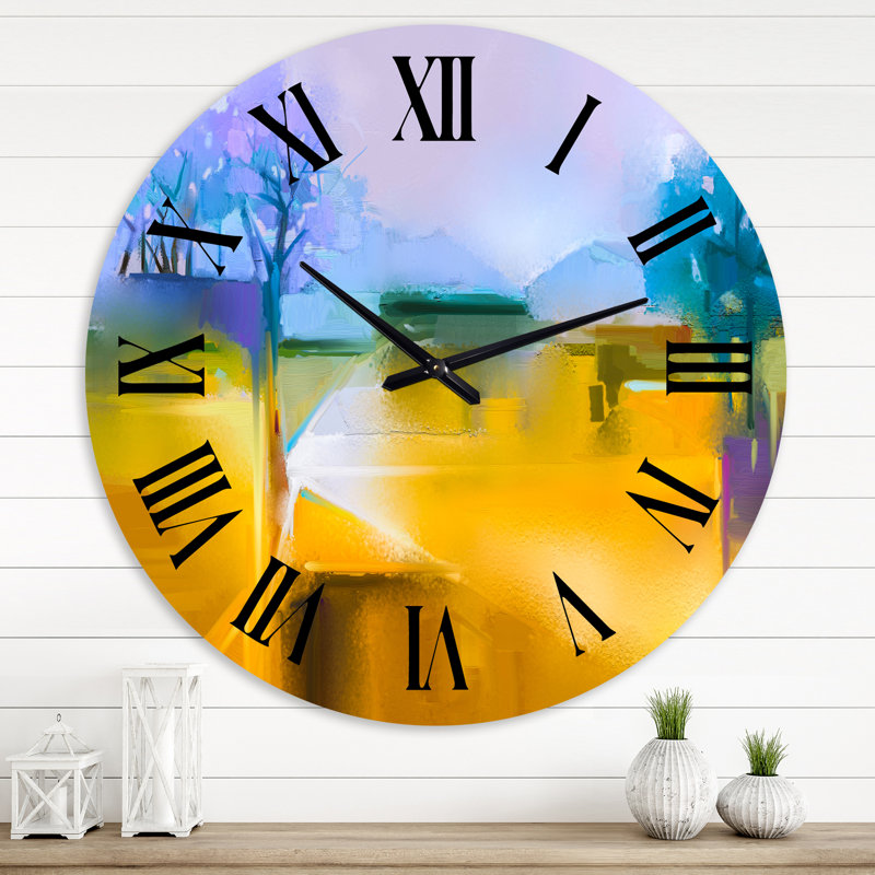Horloge murale traditionnelle avec paysage moderne et rustique, Médium