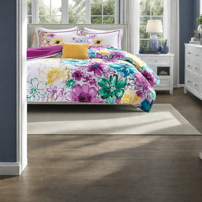 Ensembles de literie confortables, polyester doux, motif floral pour la maison