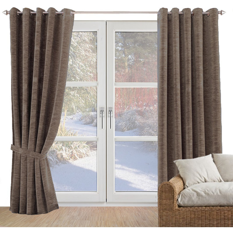 Gracierose Synthetic Eyelet Single Curtain Panel, opaque, 225cm Width x 132cm Drop, Taupe