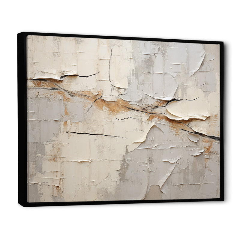 Abstrait beige brun, collage sur route II - Collages abstraits, reproductions d'art mural, Cadre flottant noir