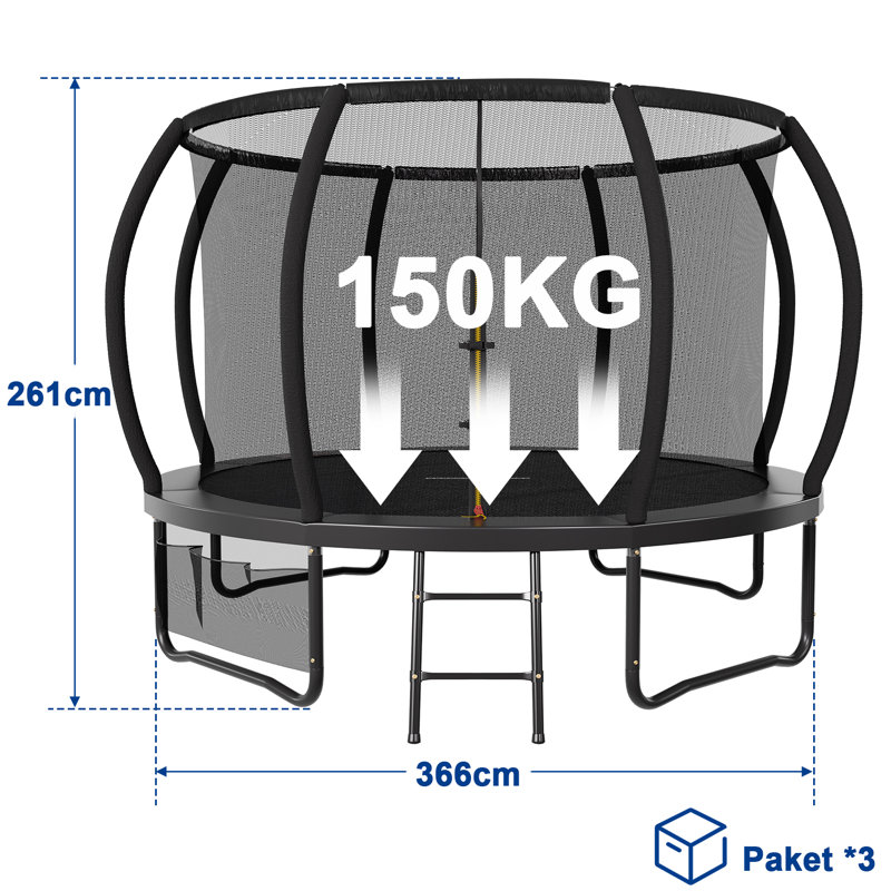 Maxway Furniture ft Oval Backyard Trampoline with Safety Enclosure, Black
