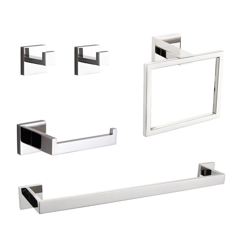 Ensemble de quincaillerie de salle de bain en acier inoxydable 5 pièces Topcraft, Chrome chrome