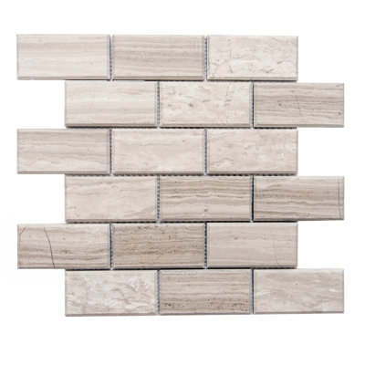 Santorini 2" x 4" Beveled Marble Mosaic Sheet Tile