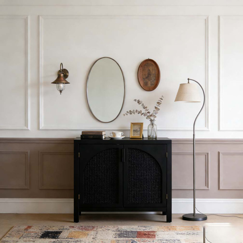 Black Accent Cabinet with Doors