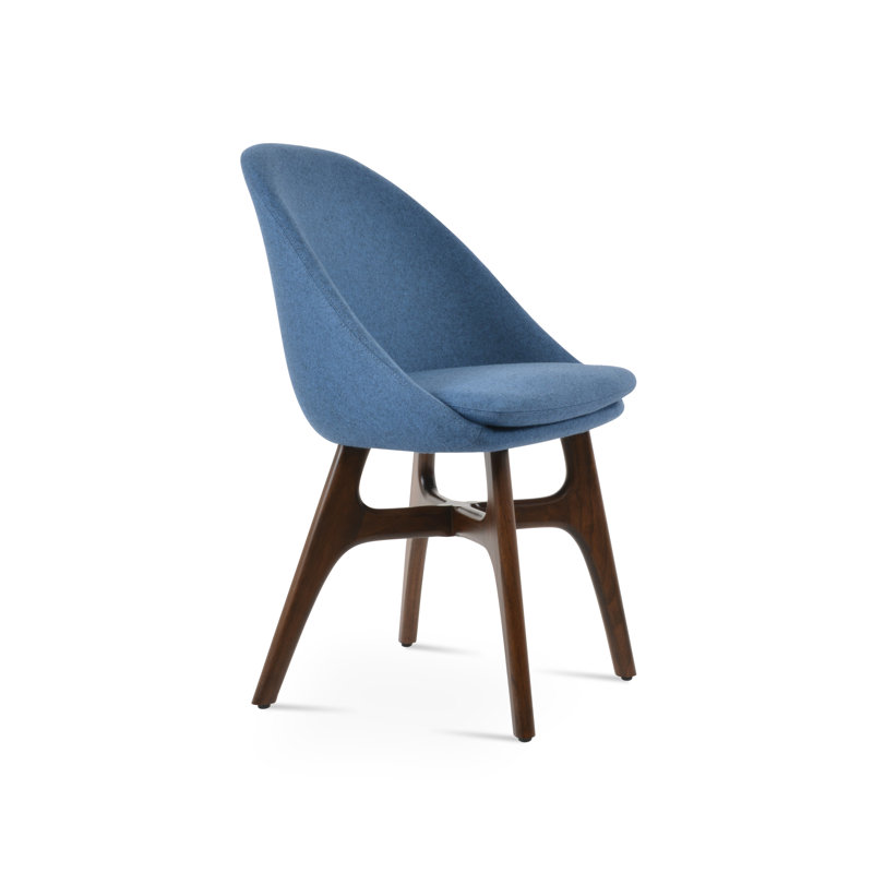 Avanos Wood Dining Chair, Wool Petrol Blue