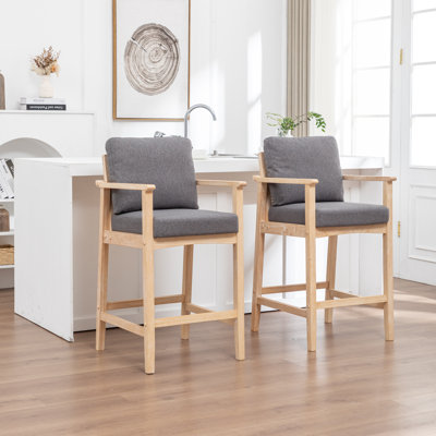 Nicki 27.5” Tall Solid Wood Bar Stools (Set Of 2)