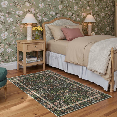 Floral Machine Washable Area Rug