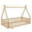Lit simple à profil bas de style Montessori avec clôture et entrée de porte-886198439
