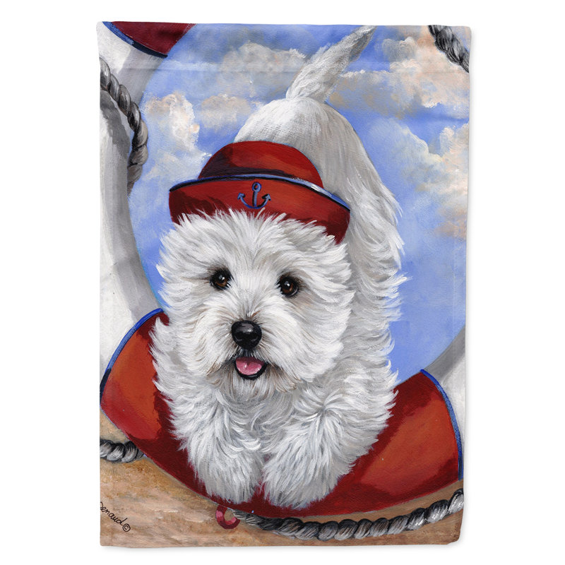Drapeau de jardin en polyester à 2 côtés Graziello Bichon Frise Do It Better 1 x 0,11 pi, Westie « Ahoy Sailor »