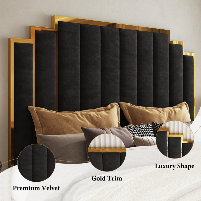 Duncanville Upholstered King Platform Bed, Black, King, Black