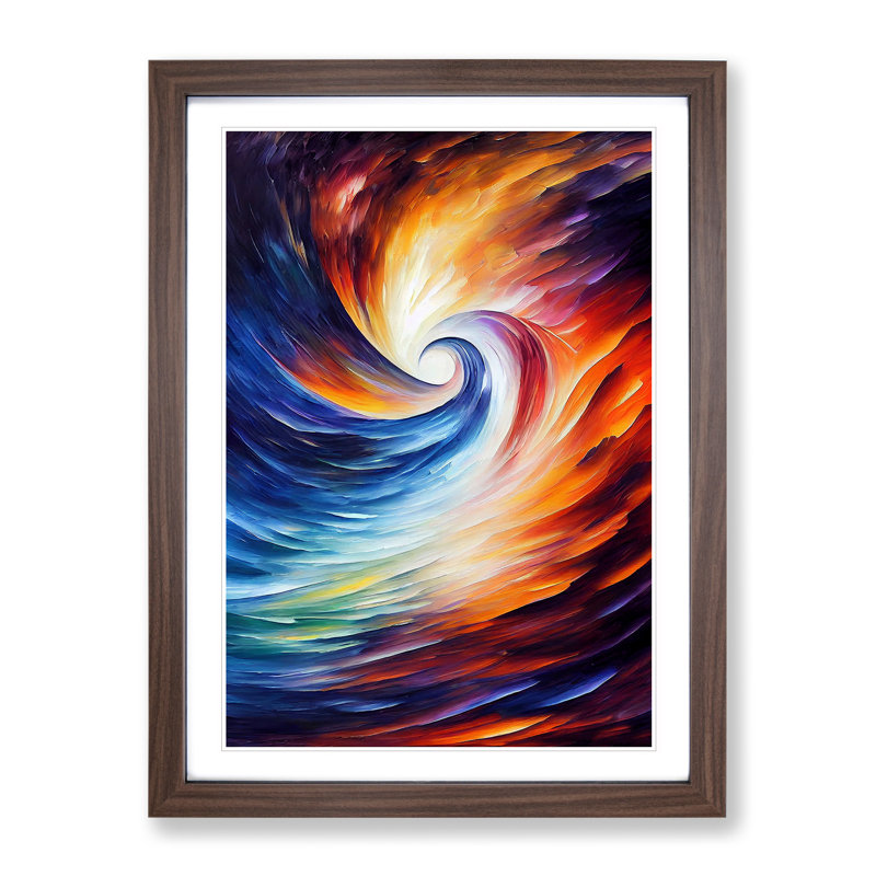 Ocean Wave Abstract No.2 - Framed Print, 46cm H x 34cm W x 2cm D, Walnut