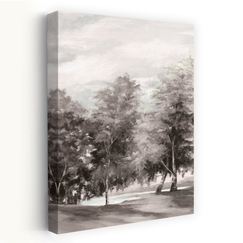 Sentier à travers les arbres tranquilles II, paysage contemporain abstrait, art mural, H 36 po x l 24 po