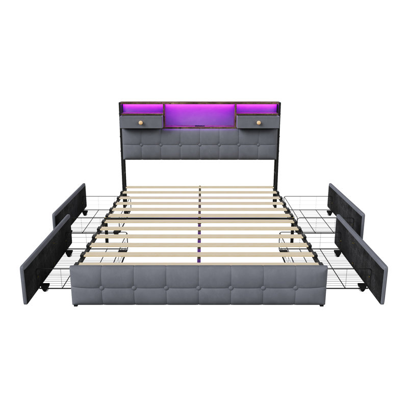 Storage Bed, European Double (140 x 200 cm), Grey