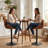 Modern Upholstered Swivel 24”H Barstool, Adjustable Height Counter Stool with Bentwood, Faux Leather Upholstered Bar Stool with Metal Frame-1318632433