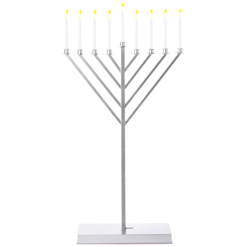 Aluminum Menorah, 47.25" H x 9.5" W x 27" D