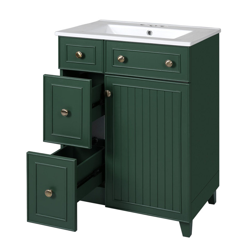 Meuble-lavabo 24 po avec lavabo en céramique, Vert givré