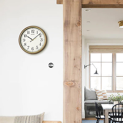 QHA008BLH Wall Clock, Metallic Brown