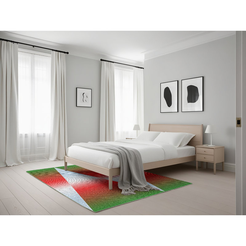 Tapis vert / rouge Quaregnon, Rectangle 5 pi x 7 pi