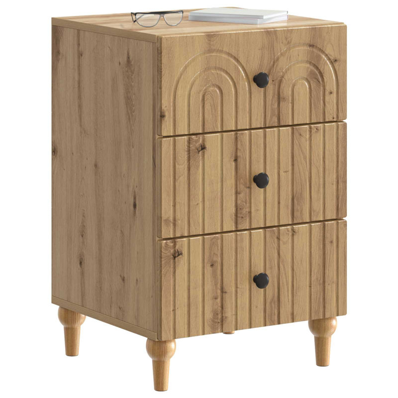 43cm W Manufactured Wood Bedside Table, Artisan Oak
