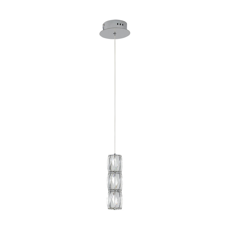 Luminaire suspendu cylindrique en cristal 3 lumières Transitional