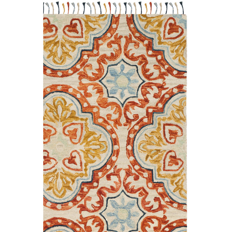 Tapis floral en laine touffeté à la main Vahakn, Rectangle 8 pi x 10 pi