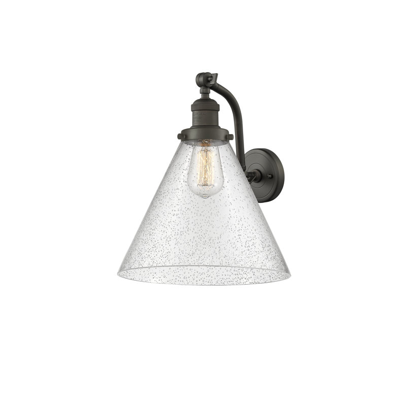 Applique murale 1 lumière Cone, Bronze frotté à l'huile, Ampoule à DEL rétro de 6 watts, Grainé