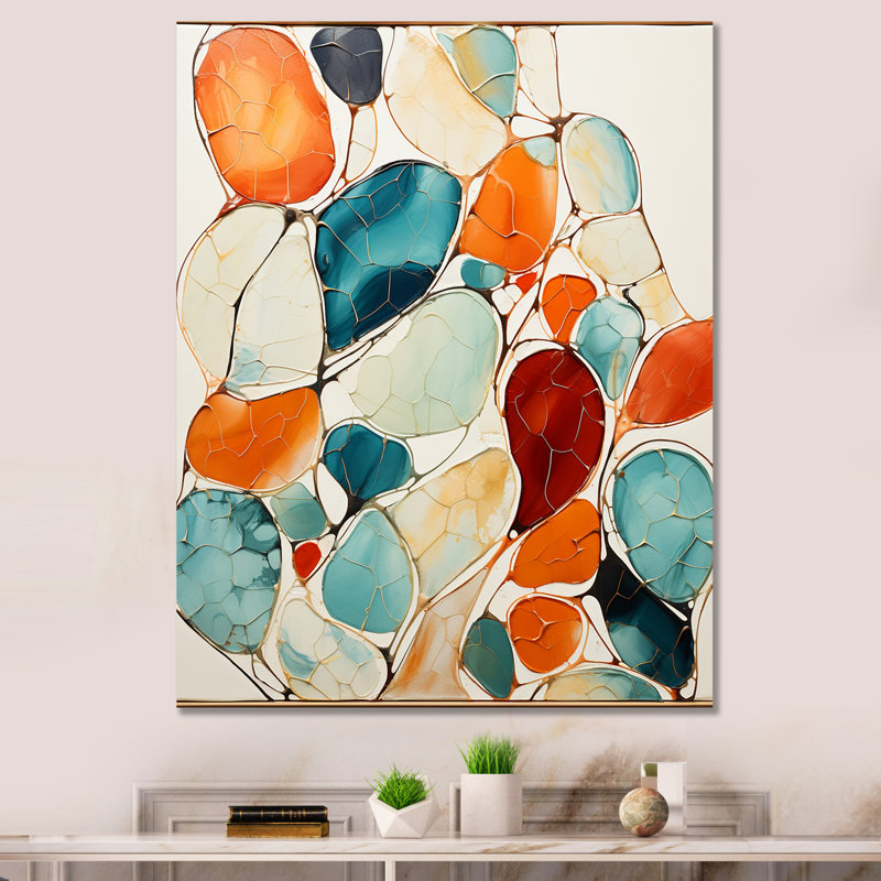 «Ingvarda Blue Mid Century Midcentury Mosaic I», reproduction sur toile, H 20 po x l 12 po x P 1 po, Toile tendue