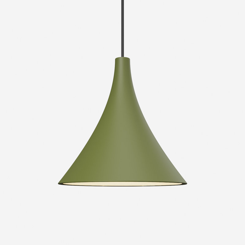 Gota Pendant Light, Black, 14" H x 9.84" W x 9.84" D, Olive