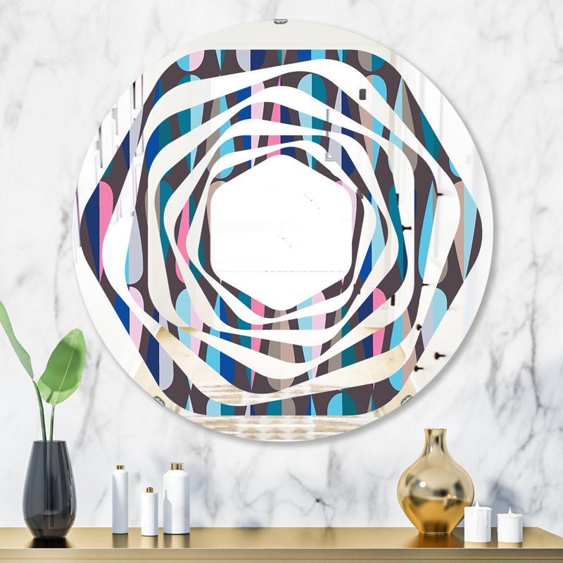 Miroir mural Whirl Coastal, H 31,5 po x l 31,5 po, Tourbillon abstrait gouttes