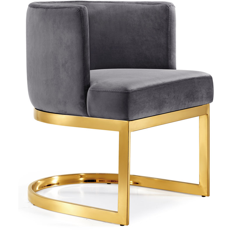 Barnier 19.5'' H Upholstered Armchair, Gold, Grey Velvet