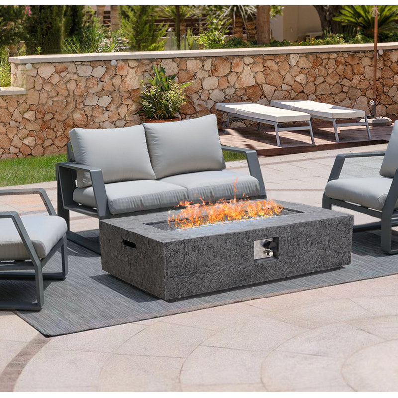 Gray Rectangular Slate Fireplace