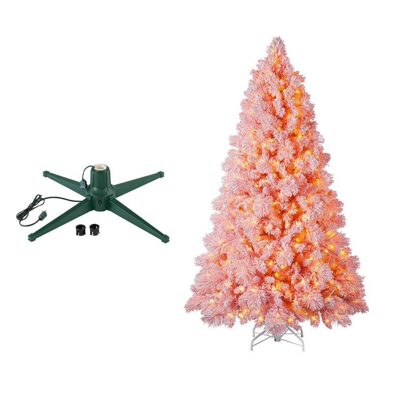 Red Barrel Studio® Rotating Tree Stand Base w/Snowdrift Pine Christmas Tree