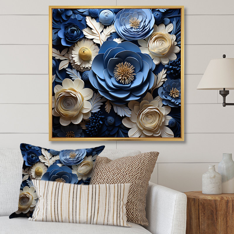 Ranunculus Bouquet IV sur toile, H 24 po x l 24 po x P 1 po, Cadre flottant doré