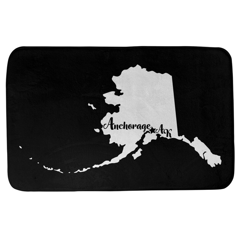 Tapis pour salle de bain ancrage alaska, l 17 po x L 21 po, Noir, Anchorage, Alaska